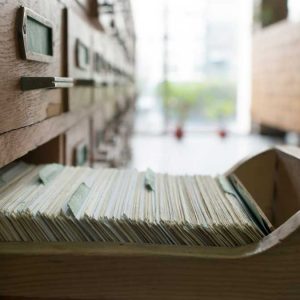 Public records in wooden drawer